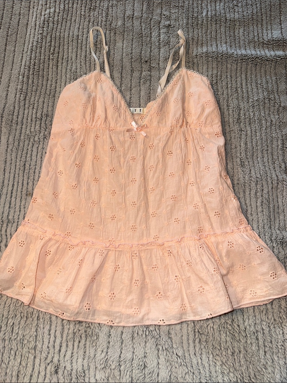 Scott Soft Pink Eyelet Ruffle Camisole
